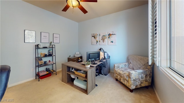 2713 Tanagrine Dr, North Las Vegas, NV 89084 - office with a ceiling fan, light carpet, and baseboards