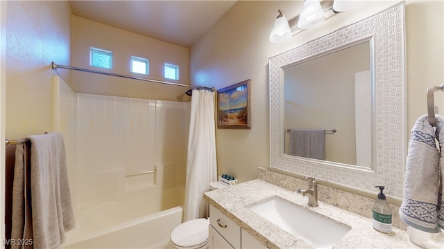 2713 Tanagrine Dr, North Las Vegas, NV 89084 - bathroom with vanity, shower / tub combo with curtain, and toilet