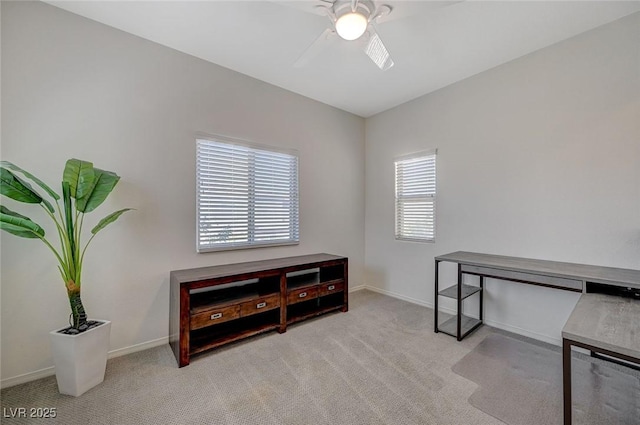 5244 Fiery Sky Ridge St, Las Vegas, NV 89148 - home office featuring carpet, ceiling fan, and baseboards