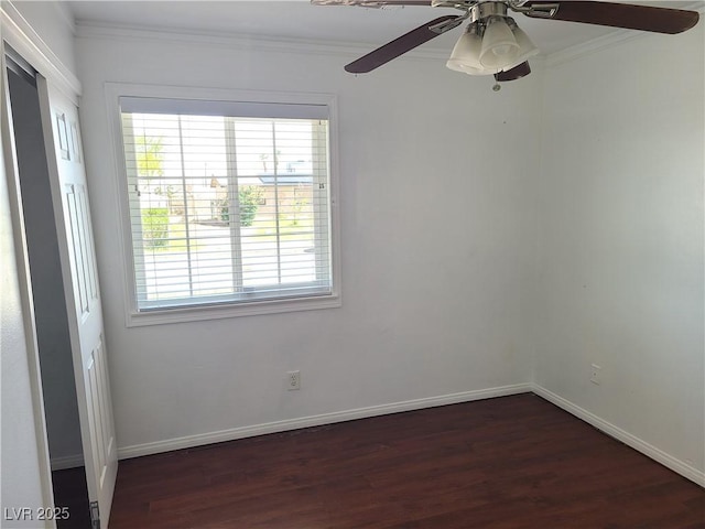 129 Maple St, Henderson, NV 89015 - unfurnished room with crown molding, healthy amount of natural light, ceiling fan, wood finished floors, and baseboards