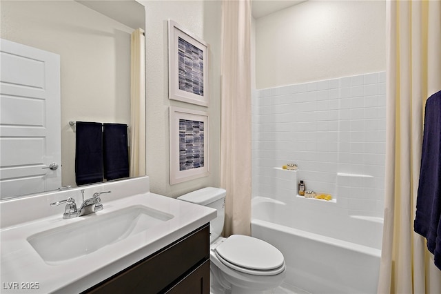 4350 E Brusca Way, Pahrump, NV 89061 - full bathroom with toilet, vanity, and shower / bath combination with curtain