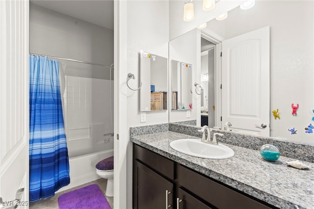 245 Hull St, Henderson, NV 89015 - full bath with vanity, shower / bath combo with shower curtain, and toilet