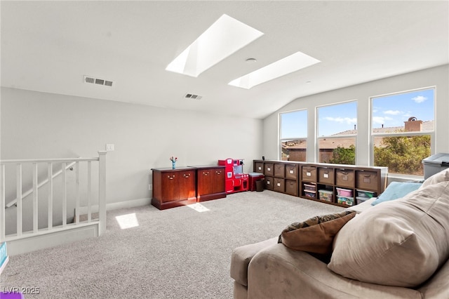 245 Hull St, Henderson, NV 89015 - recreation room with carpet flooring, lofted ceiling, and a skylight