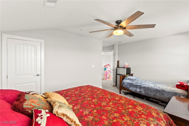 245 Hull St, Henderson, NV 89015 - bedroom with carpet flooring, lofted ceiling, and ceiling fan