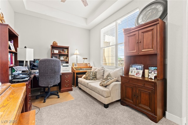 245 Hull St, Henderson, NV 89015 - office featuring light colored carpet, a raised ceiling, and ceiling fan