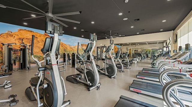 4450 E Brusca Ct, Pahrump, NV 89061 - exercise room with ceiling fan