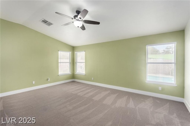 10058 Saint Augustine St, Las Vegas, NV 89183 - spare room with a ceiling fan, lofted ceiling, plenty of natural light, baseboards, and carpet floors