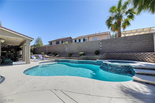 2285 Moresca Ave, Henderson, NV 89052 - view of pool featuring a fenced backyard, a patio, and a pool with connected hot tub