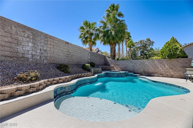 2285 Moresca Ave, Henderson, NV 89052 - view of swimming pool with a fenced backyard, a patio, and a pool with connected hot tub