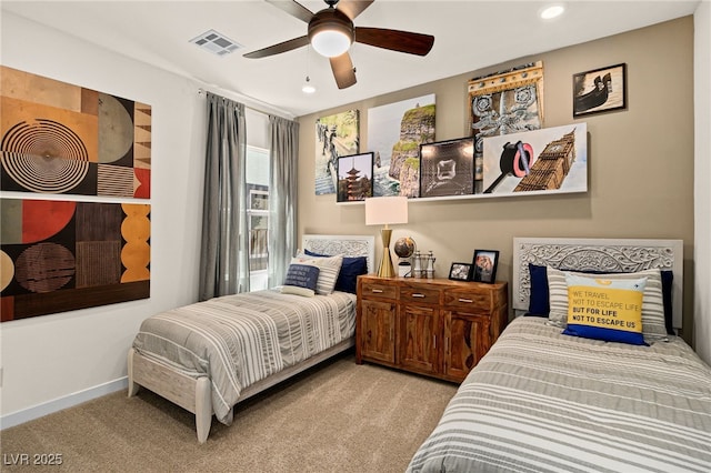 4365 E Murlo Rd, Pahrump, NV 89061 - bedroom with light carpet, recessed lighting, a ceiling fan, and baseboards