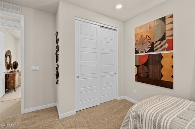 4365 E Murlo Rd, Pahrump, NV 89061 - carpeted bedroom with baseboards, a closet, and recessed lighting
