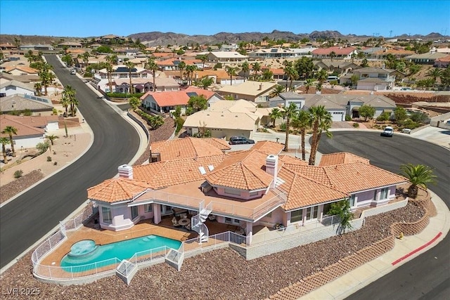 1105 Malachite Ct, Henderson, NV 89011 - aerial view of residential area featuring a pool and a mountain backdrop