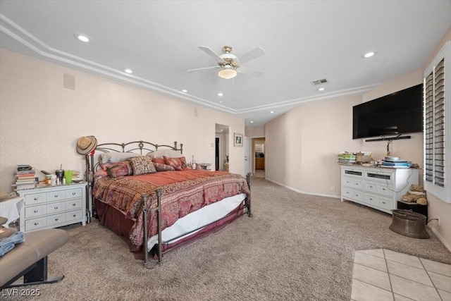 1105 Malachite Ct, Henderson, NV 89011 - carpeted bedroom featuring recessed lighting, ceiling fan, and baseboards
