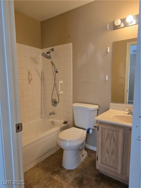 2116 Bavington Dr Unit C, Las Vegas, NV 89108 - bathroom featuring toilet, vanity, washtub / shower combination, and tile patterned floors