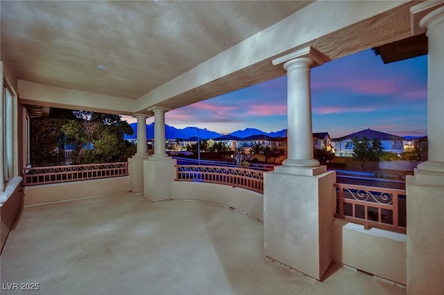 1972 Alcova Ridge Dr, Las Vegas, NV 89135 - patio terrace at dusk featuring a mountain view