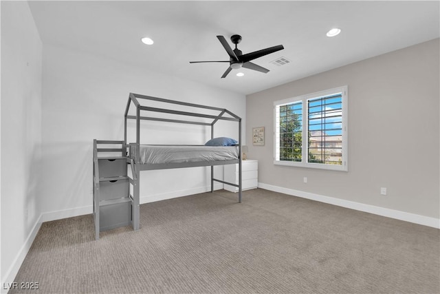 1972 Alcova Ridge Dr, Las Vegas, NV 89135 - unfurnished bedroom featuring carpet floors, recessed lighting, baseboards, and a ceiling fan