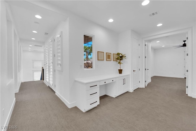 1972 Alcova Ridge Dr, Las Vegas, NV 89135 - corridor featuring light carpet, baseboards, recessed lighting, and an office area