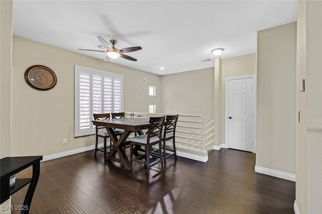2050 W Warm Springs Rd Unit 823, Henderson, NV 89014 - dining area with a ceiling fan, baseboards, and wood finished floors