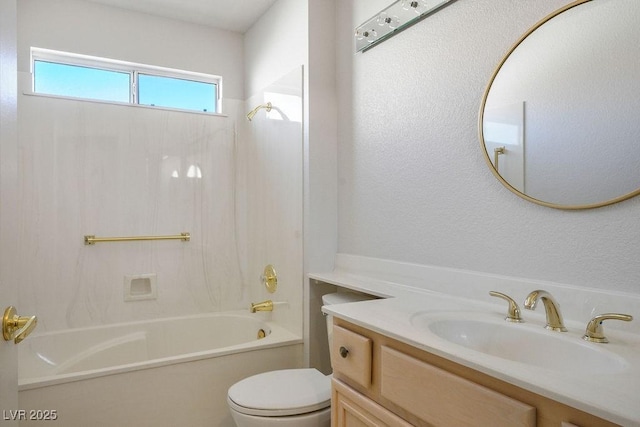 9524 Quail Ridge Dr, Las Vegas, NV 89134 - full bath featuring toilet, vanity, shower / tub combination, and a textured wall