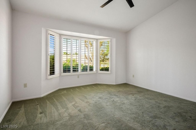9524 Quail Ridge Dr, Las Vegas, NV 89134 - carpeted empty room featuring a ceiling fan, baseboards, and vaulted ceiling