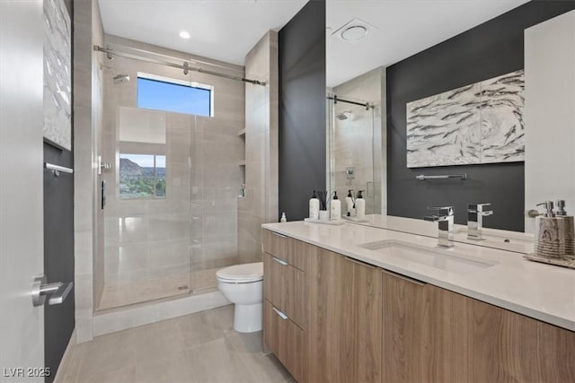 40 Heron Harbour Dr, Henderson, NV 89011 - full bath featuring toilet, vanity, and a stall shower