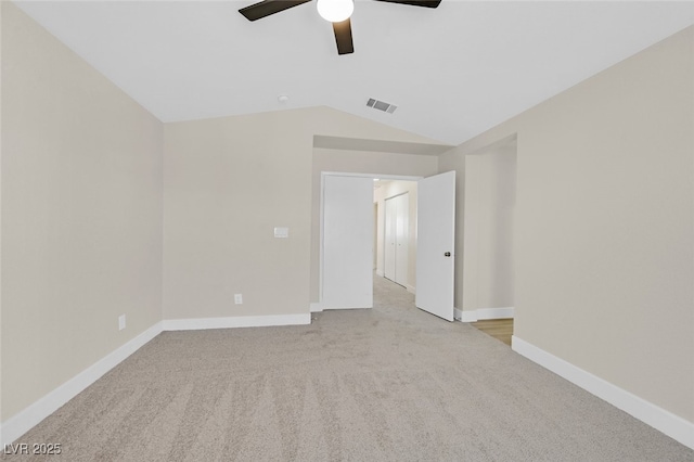 4132 Joyous St, North Las Vegas, NV 89032 - unfurnished room featuring ceiling fan, carpet, vaulted ceiling, and baseboards