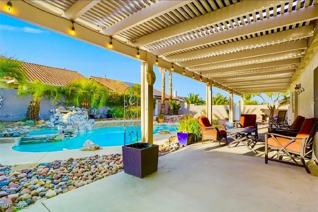 8928 Rusty Rifle Ave, Las Vegas, NV 89143 - fenced backyard featuring a patio area and a pergola