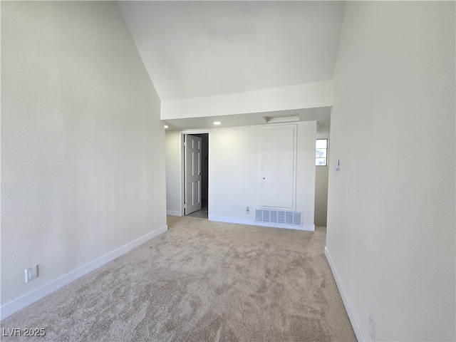 3056 Garnet Ct, Las Vegas, NV 89121 - empty room with carpet flooring, baseboards, high vaulted ceiling, and recessed lighting