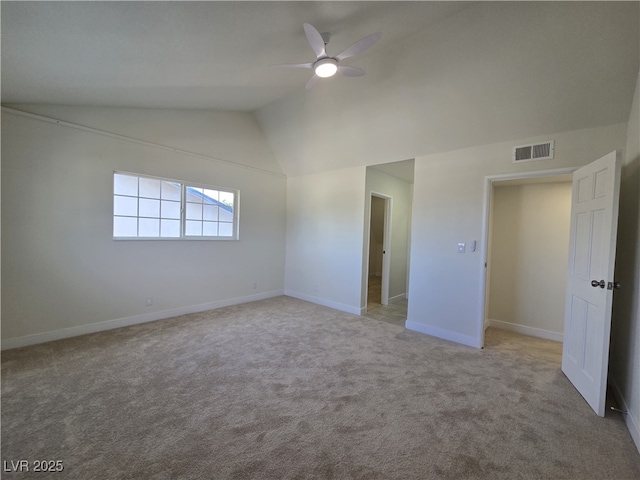 3056 Garnet Ct, Las Vegas, NV 89121 - unfurnished bedroom with vaulted ceiling, carpet, baseboards, and a ceiling fan