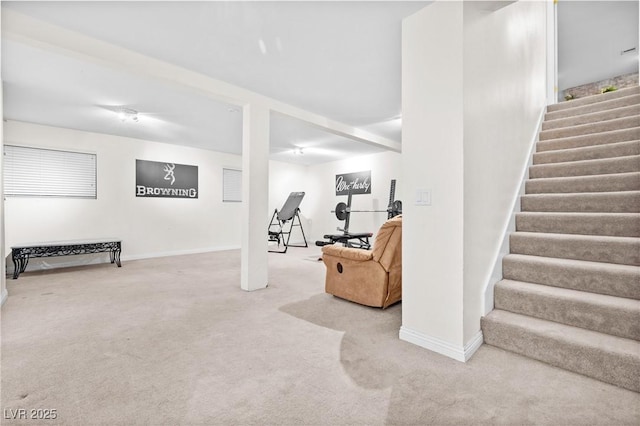 7545 Constantinople Ave, Las Vegas, NV 89129 - finished below grade area featuring carpet flooring, stairs, and baseboards
