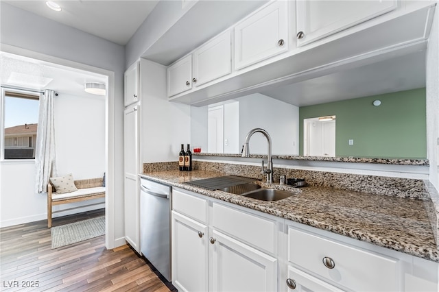 753 Oakmont Ave Unit 802, Las Vegas, NV 89109 - kitchen featuring a sink, stainless steel dishwasher, stone counters, and white cabinets