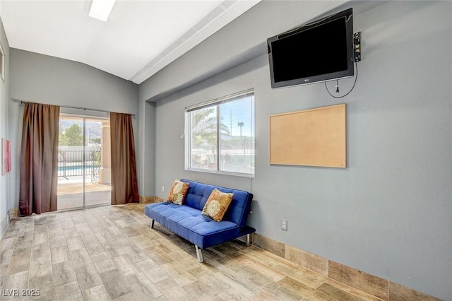 3112 Haddon Dr, Las Vegas, NV 89134 - sitting room featuring vaulted ceiling and wood finished floors