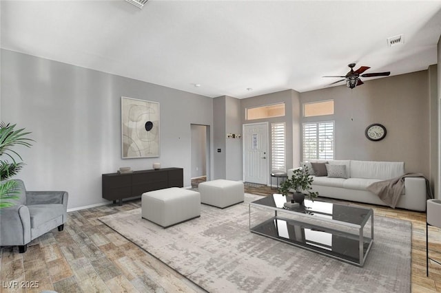 3112 Haddon Dr, Las Vegas, NV 89134 - living area with ceiling fan and wood finished floors