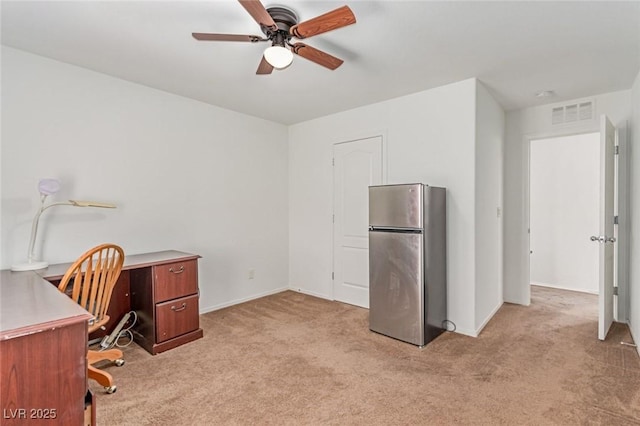 3821 E Summit Ave, Pahrump, NV 89061 - office featuring light carpet, ceiling fan, and baseboards