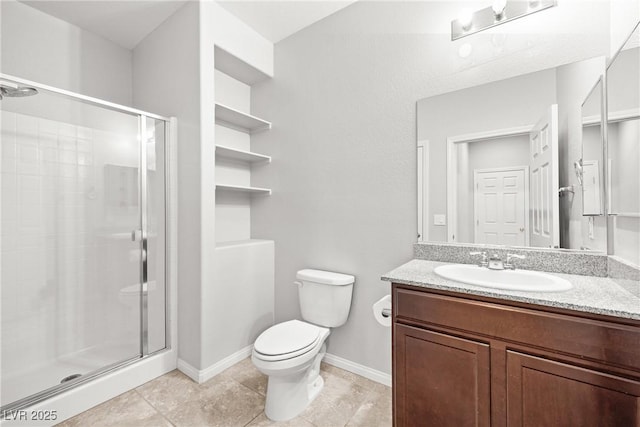4519 Stardusk Falls Ave, North Las Vegas, NV 89084 - full bath featuring toilet, a stall shower, vanity, baseboards, and tile patterned floors