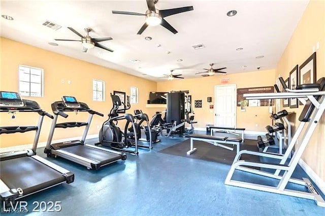 8534 Insignia Ave Unit 101, Las Vegas, NV 89178 - workout area with a ceiling fan and baseboards