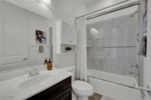 362 Port Reggio St, Las Vegas, NV 89138 - full bathroom featuring toilet, vanity, and shower / bathtub combination with curtain