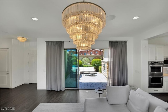 362 Port Reggio St, Las Vegas, NV 89138 - living area featuring wood finished floors, a chandelier, recessed lighting, and baseboards