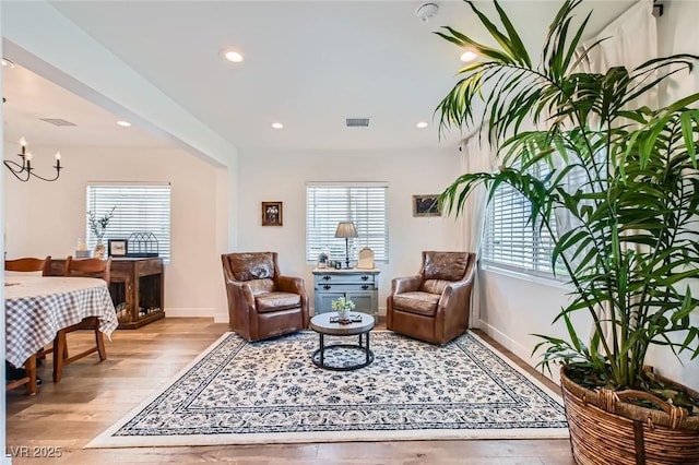 615 D Ave, Boulder City, NV 89005 - living area featuring healthy amount of natural light, light wood-type flooring, baseboards, and recessed lighting