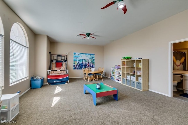 2090 Eaglepath Cir, Henderson, NV 89074 - game room featuring ceiling fan, carpet, and baseboards