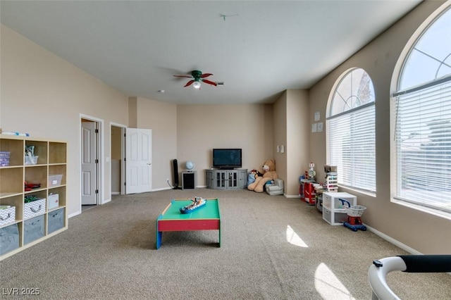 2090 Eaglepath Cir, Henderson, NV 89074 - game room with carpet, ceiling fan, and baseboards