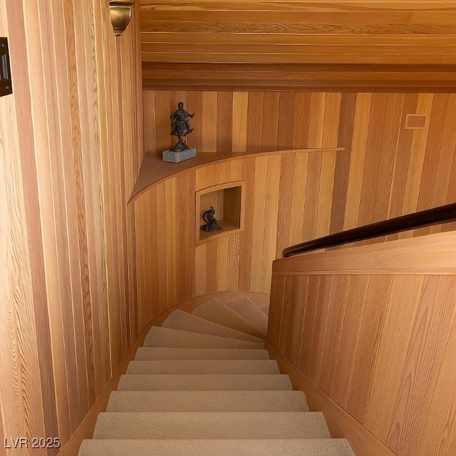 4178 Matterhorn Way, Las Vegas, NV 89124 - stairs featuring wood walls and wood ceiling