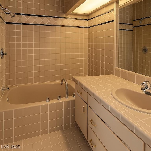4178 Matterhorn Way, Las Vegas, NV 89124 - bathroom featuring vanity, tiled shower / bath, and tile patterned flooring