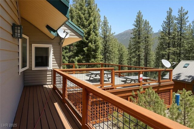 4178 Matterhorn Way, Las Vegas, NV 89124 - wooden terrace with a mountain view and a wooded view