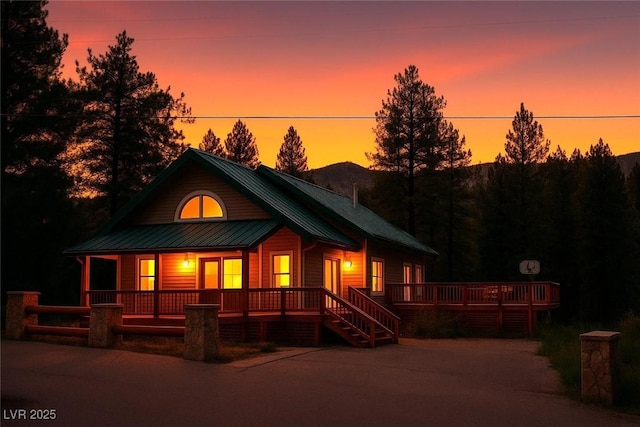 4178 Matterhorn Way, Las Vegas, NV 89124 - chalet / cabin featuring covered porch and metal roof