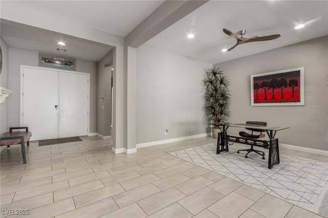 8 Via Tiberina, Las Vegas, NV 89011 - office space featuring a ceiling fan, recessed lighting, baseboards, and light tile patterned floors