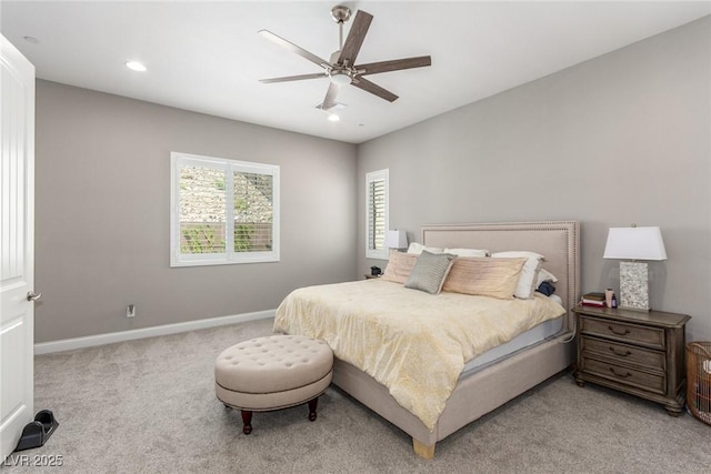 8 Via Tiberina, Las Vegas, NV 89011 - bedroom with light carpet, baseboards, recessed lighting, and ceiling fan