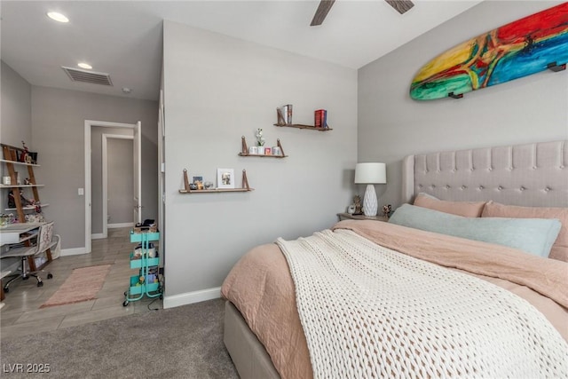 8 Via Tiberina, Las Vegas, NV 89011 - tiled bedroom with recessed lighting, baseboards, and a ceiling fan