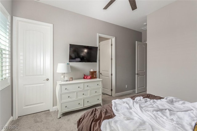 8 Via Tiberina, Las Vegas, NV 89011 - bedroom featuring light carpet, baseboards, and ceiling fan