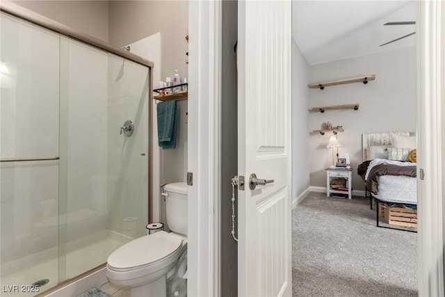 8 Via Tiberina, Las Vegas, NV 89011 - ensuite bathroom featuring toilet, a stall shower, and baseboards